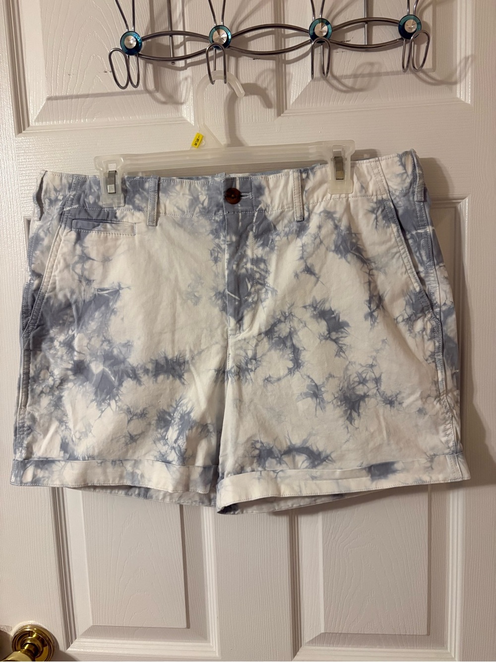 GAP Tie-Dye Cotton Blend Women's Shorts - Light Blue and White